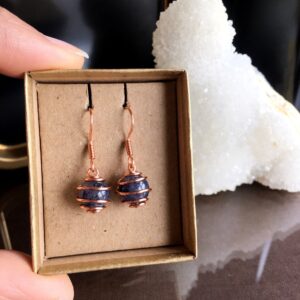 Iolite Earrings: Handmade Copper Wire Wrapped Jewelry
