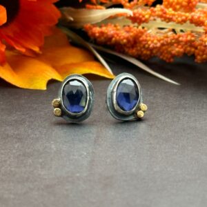 Iolite Mixed Metal Stud Earrings