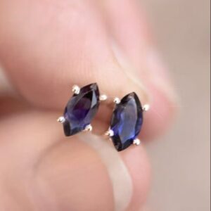 Periwinkle - Beautiful Natural Iolite Sterling Silver Stud Earrings