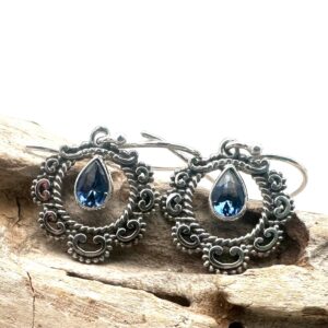 Sterling Silver Iolite Drop Earrings, Indigo Purple Gemstone