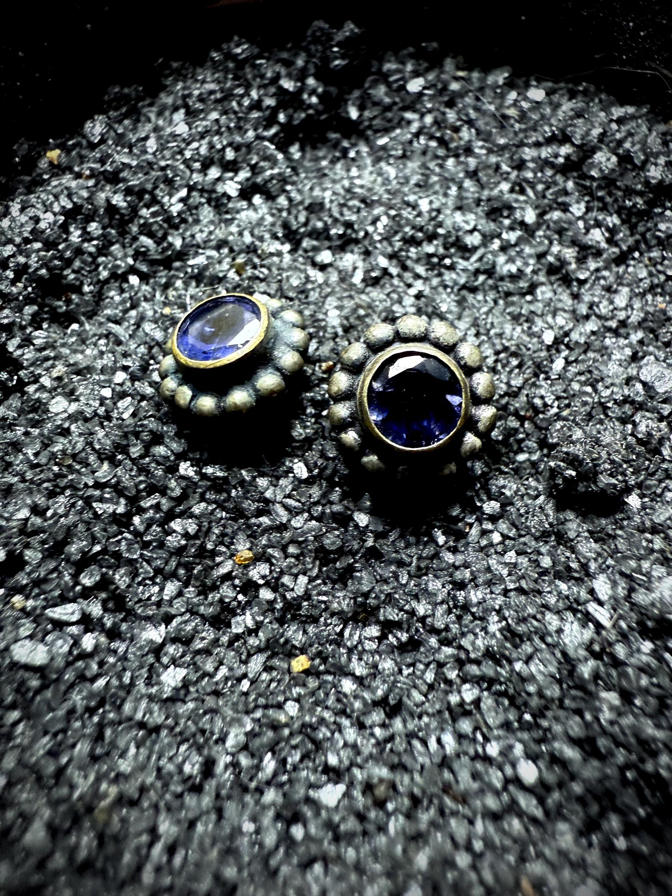 Iolite Earrings, Studs, Gift For Her