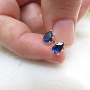 Iolite Studs, Pear Cut Sterling Silver Earrings, Gemstone Posts Iolite Studs, Pear Cut Sterling Silver Earrings, Gemstone Posts