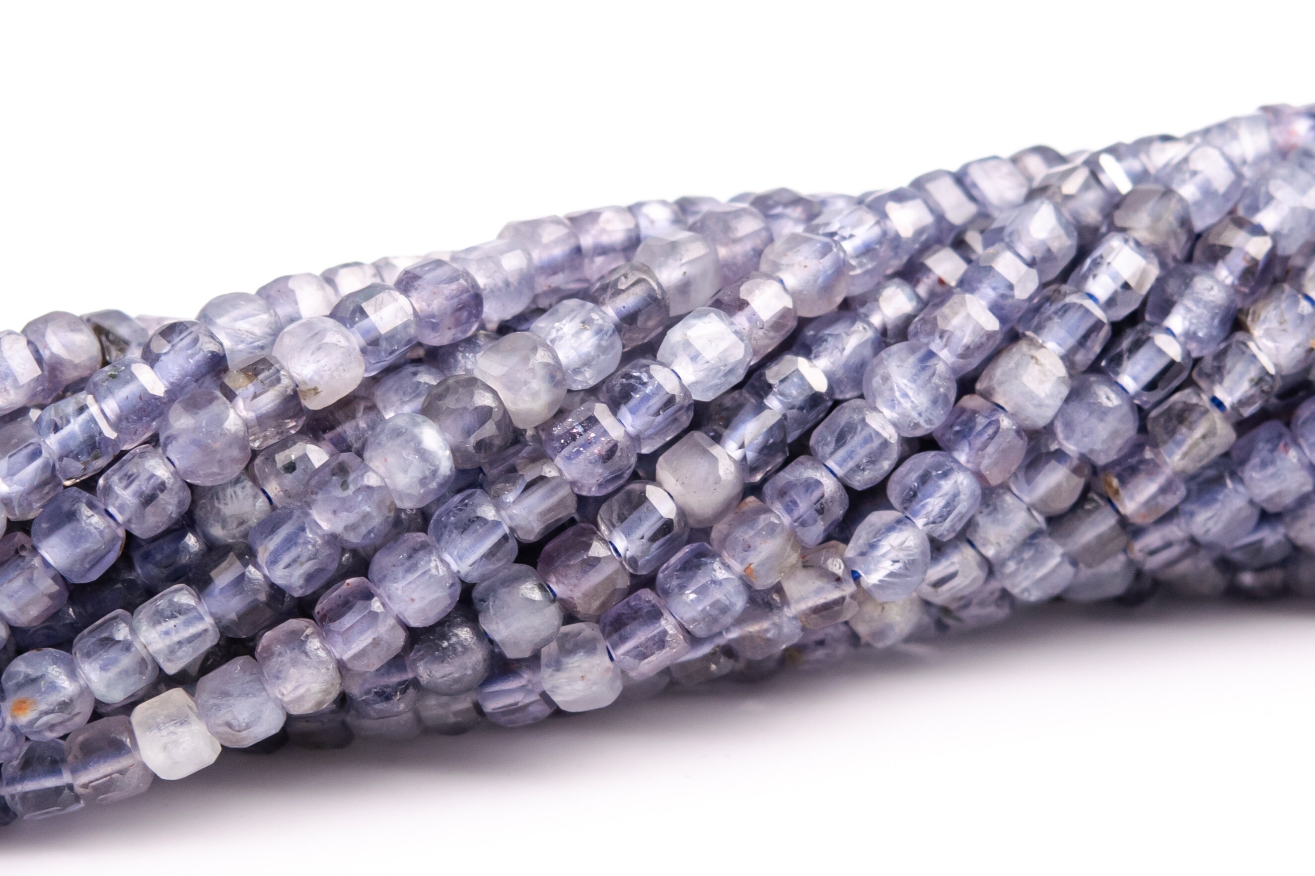2mm Iolite Beads Beveled Edge Faceted Cube Grade A Genuine Natural Gemstone Full Strand Loose Beads 15.5" Bulk Lot Options (117534-3942)
