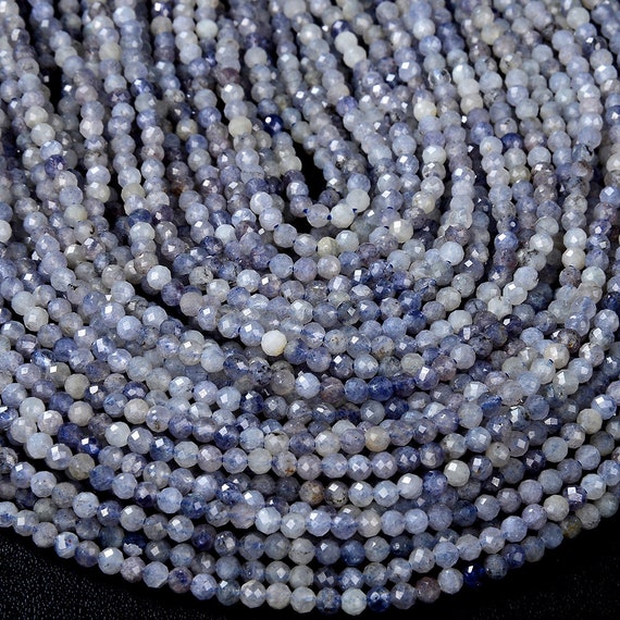 3mm Natural Iolite Gemstone Grade Aa Micro Faceted Round Beads 15 Inch Full Strand Bulk Lot 1,2,6,12 And 50 (80015739-p48)