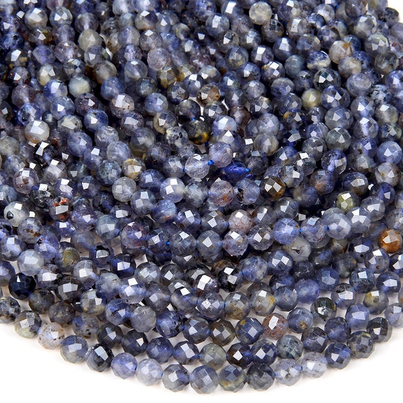 3mm Natural Iolite Gemstone Grade Aa Micro Faceted Round Beads 15.5 Inch Full Strand Bulk Lot 1,2,6,12 And 50 (80009418-p31)