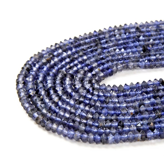 3x2mm Deep Iolite Gemstone Grade Aaa Bicone Faceted Rondelle Saucer Loose Beads Bulk Lot 1,2,6,12 And 50 (p1)