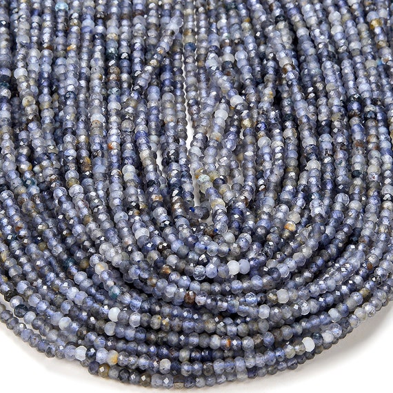 3x2mm Natural Iolite Gemstone Grade Aa Micro Faceted Rondelle Beads 15 Inch Full Strand Bulk Lot 1,2,6,12 And 50 (80016385-p61)