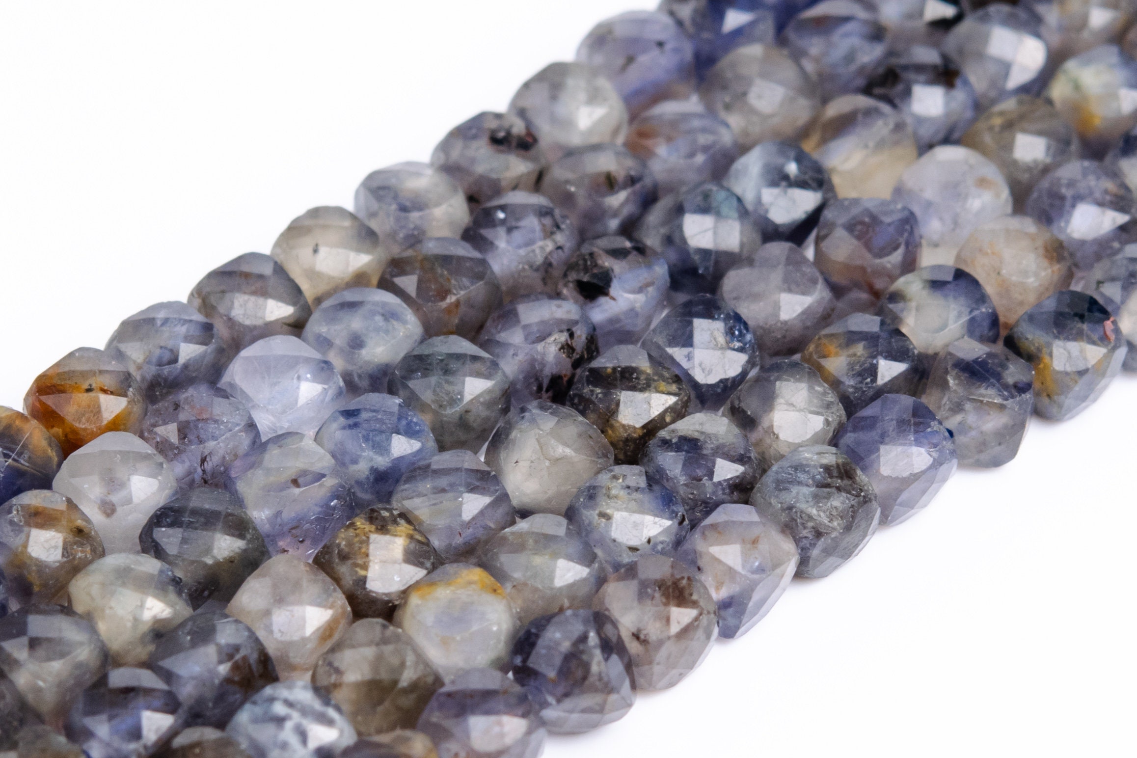 4x4mm Multicolor Iolite Beads Faceted Cube Grade A Genuine Natural Gemstone Loose Beads 15"/7.5" Bulk Lot Options (116876)