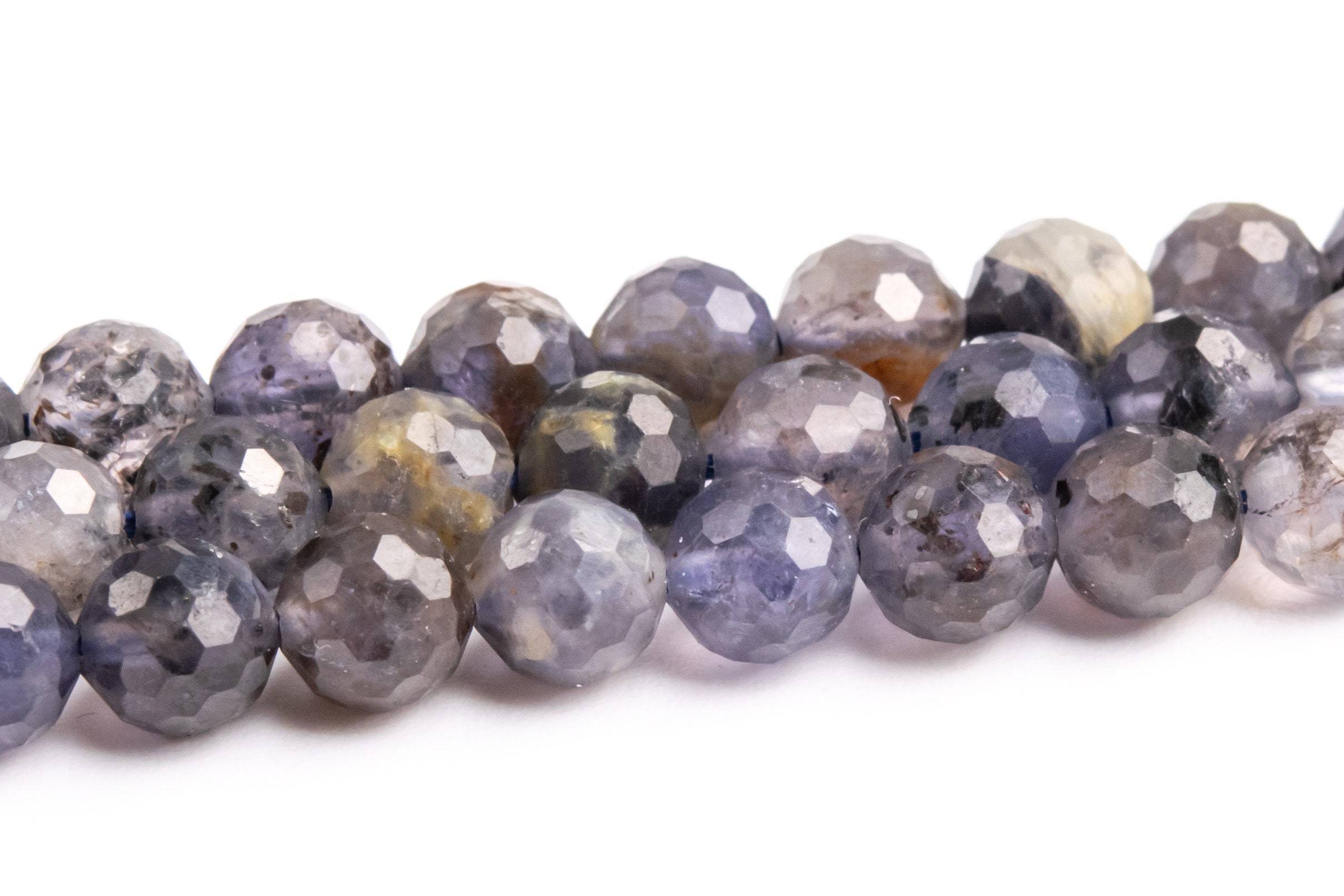 6mm Gray Purple Iolite Beads Grade A Genuine Natural Gemstone Micro Faceted Round Loose Beads 15.5" / 7.5" Bulk Lot Options (118941)
