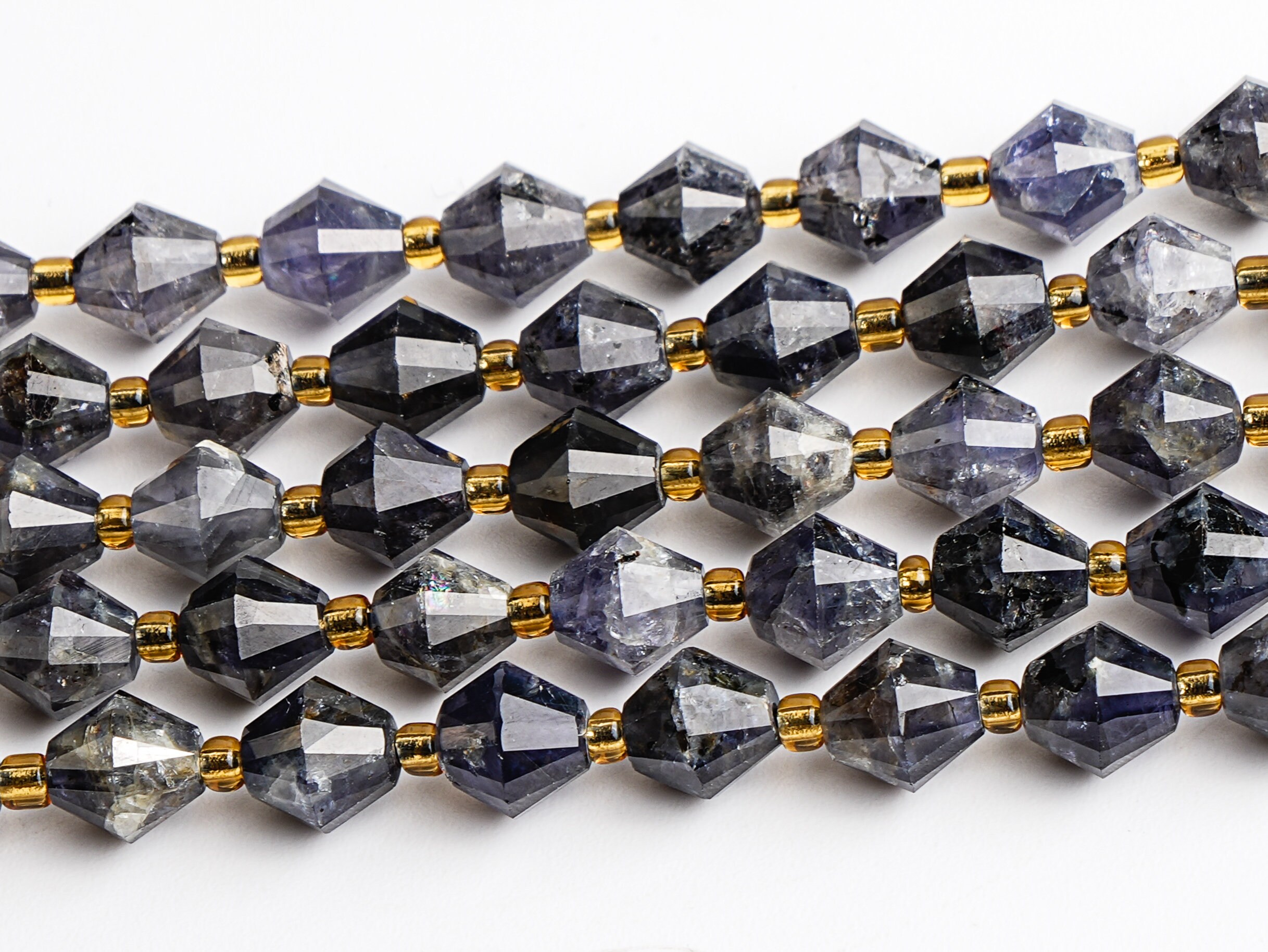 8mm Black Purple Iolite Beads Grade Aa Genuine Natural Gemstone Bicone Faceted Loose Beads 15"/7.5" Bulk Lot Options (126723)