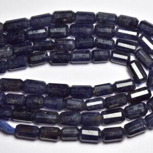 Iolite Barrel Shape Beads - 8 inches - Natural Faceted Dark Iolite Cylinder, Tube Shape Beads - Size is 8x11-8x15 mm #1971 Iolite Barrel Shape Beads - 8 inches - Natural Faceted Dark Iolite Cylinder, Tube Shape Beads - Size is 8x11-8x15 mm #1971