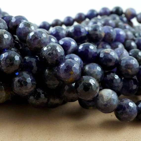 Iolite Beads (round)(faceted)(6mm)(8mm)(16"strand)