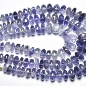 Big Iolite Rondelle Beads - 8 inches - Natural Faceted Iolite Rondelle - Size is 7 - 11 mm #2524 Big Iolite Rondelle Beads - 8 inches - Natural Faceted Iolite Rondelle - Size is 7 - 11 mm #2524
