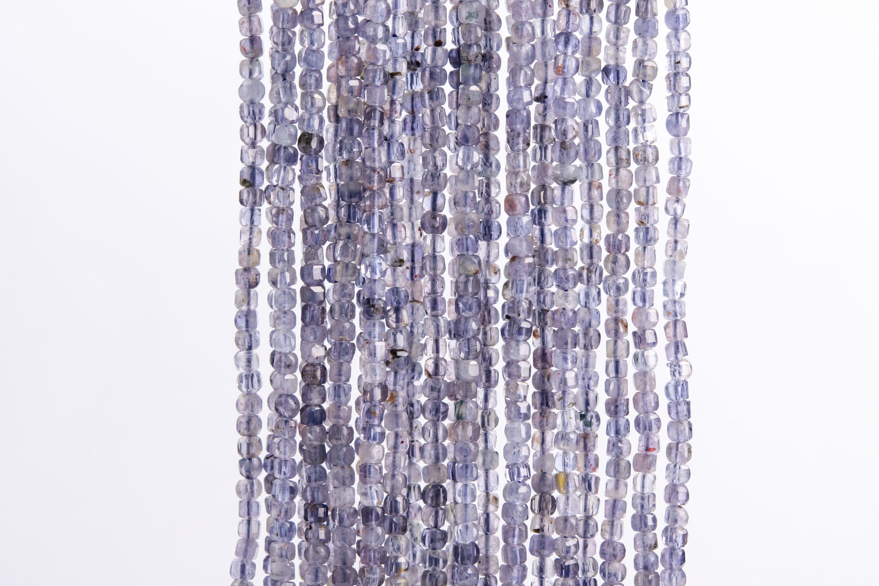 Genuine Natural Iolite Gemstone Beads Sri Lanka 2mm Purple Blue Beveled Edge Faceted Cube A Quality Loose Beads (117534)