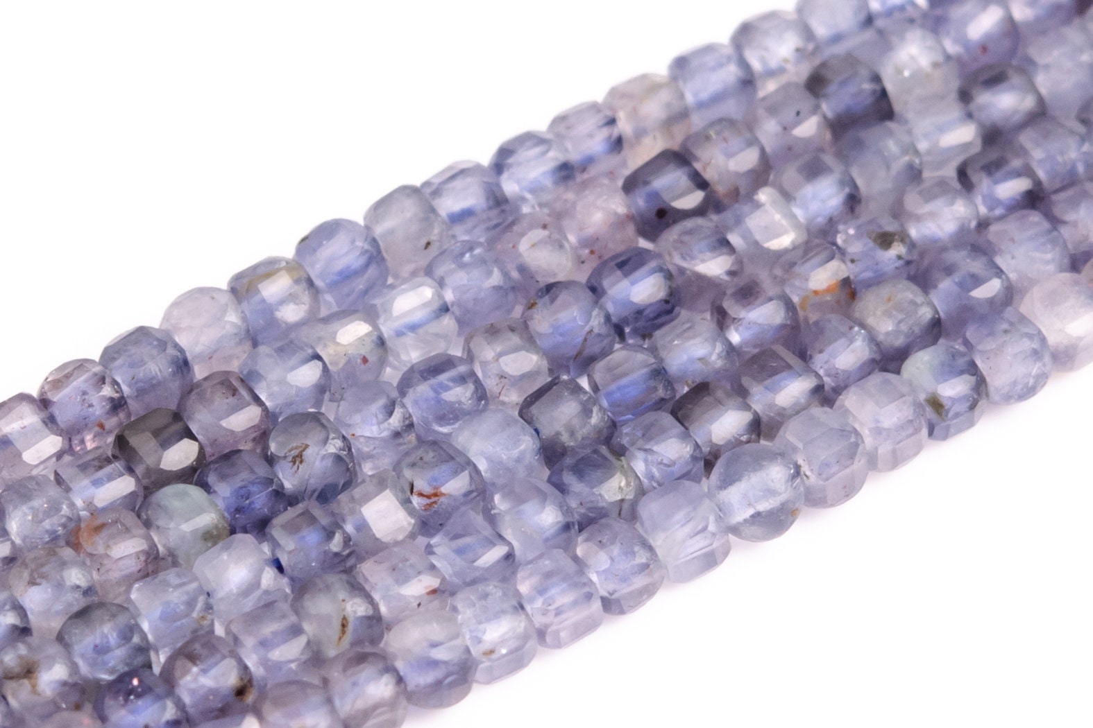 Genuine Natural Purple Blue Iolite Loose Beads Sri Lanka Beveled Edge Faceted Cube Shape 2mm