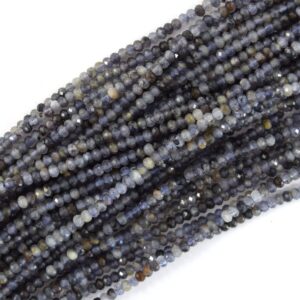 Natural Faceted Blue Iolite Rondelle Button Beads 15.5" Strand 3mm 4mm Natural Faceted Blue Iolite Rondelle Button Beads 15.5" Strand 3mm 4mm