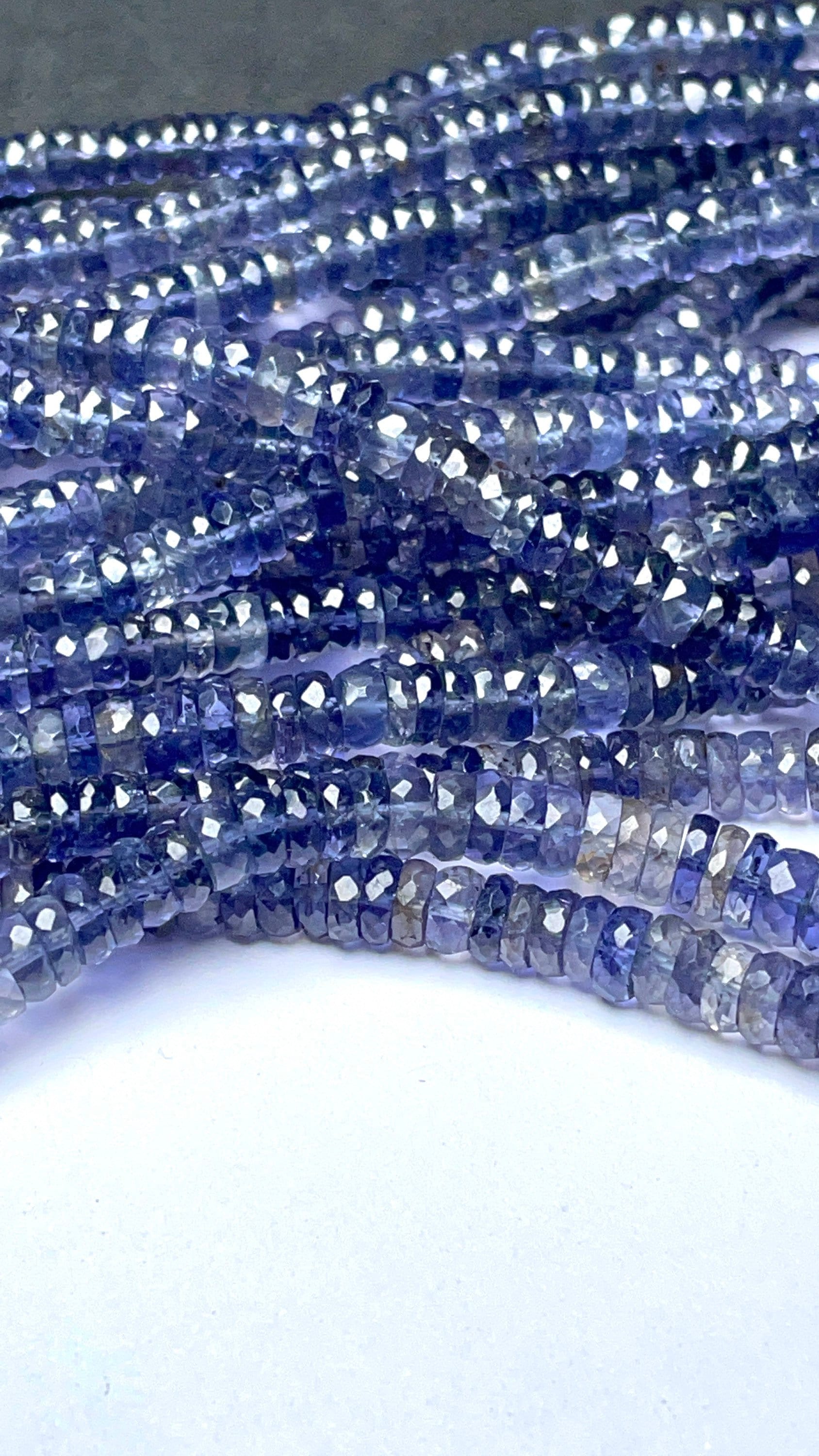 Natural Blue Iolite Faceted Tyre Shape Gemstone Beads Size- 4.5-9 Mm, 16 Inch Strand For Making Jewelry