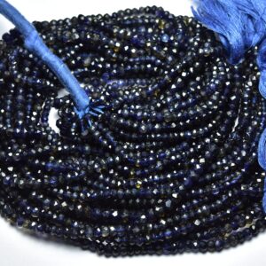 Iolite Rondelle Beads - 13 inches - Natural Finest Quality Beautiful Micro Cut Faceted Iolite Rondelle Strand - Size is 3 - 3.5 mm #101 Iolite Rondelle Beads - 13 inches - Natural Finest Quality Beautiful Micro Cut Faceted Iolite Rondelle Strand - Size is 3 - 3.5 mm #101