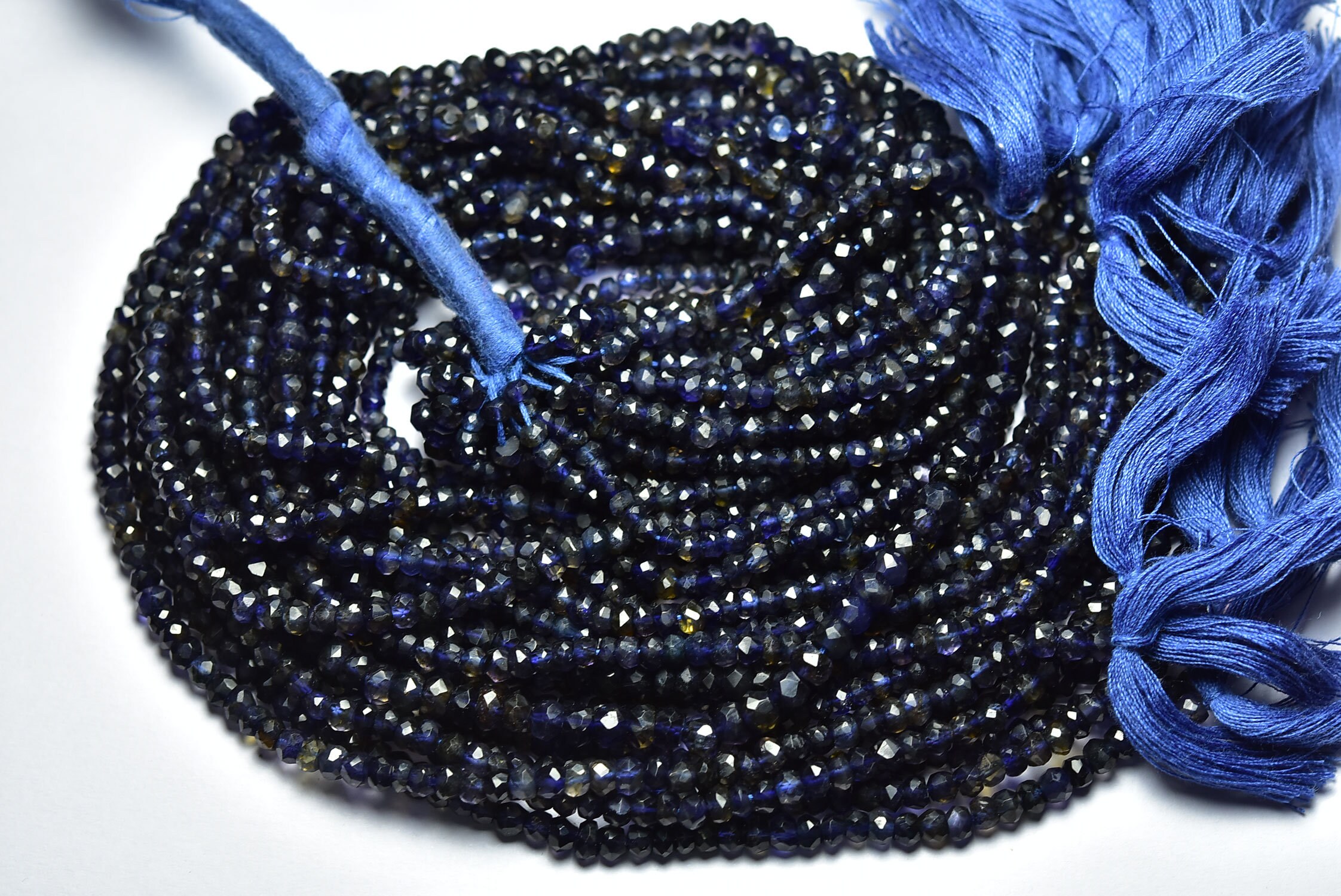 Iolite Rondelle Beads - 13 Inches - Natural Finest Quality Beautiful Micro Cut Faceted Iolite Rondelle Strand - Size Is 3 - 3.5 Mm #101 Iolite Rondelle Beads - 13 Inches - Natural Finest Quality Beautiful Micro Cut Faceted Iolite Rondelle Strand - Size Is 3 - 3.5 Mm #101