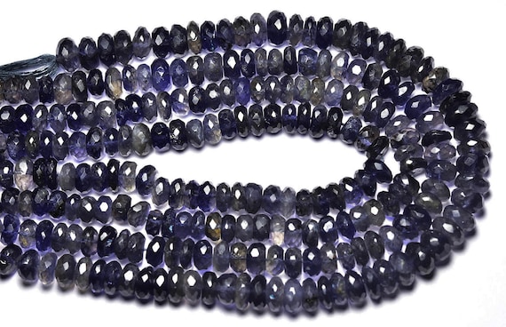 Iolite Rondelle Beads - 8 Inches - Natural Faceted Iolite Rondelle - Size Is 7.5 - 8 Mm #2534