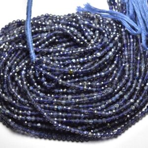 Water Sapphire Iolite Rondelle Beads -12 inches - Natural Super Quality Beautiful Micro Cut Faceted Iolite Rondelle - Size is 3.5mm #1287 Water Sapphire Iolite Rondelle Beads -12 inches - Natural Super Quality Beautiful Micro Cut Faceted Iolite Rondelle - Size is 3.5mm #1287