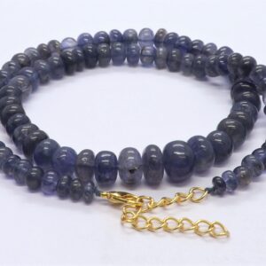 Aaa Natural Iolite Smooth Rondelle Beads, 5.5-10 Mm Iolite Gemstone Beads, 18 Inch Iolite Plain Rondelle Necklace, Iolite Gemstone Beads