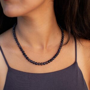 iolite Necklace | AAAA+ Iolite Beaded Necklace | [ENIP1674_LE] Iolite necklace for women | Gemstone Necklace