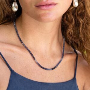 Iolite Necklace | Iolite Beaded Necklace | Iolite necklace for women [ENIM1119] | Gemstone Necklace for Women | Beaded iolite