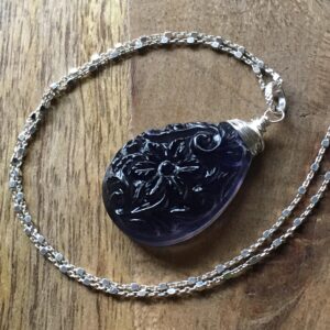 Carved Iolite gemstone necklace