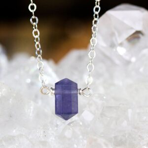 Dainty Iolite Necklace - Water Sapphire Necklace - Raw Crystal Necklace - September Birthday Gift For Her - Birthstone Necklace