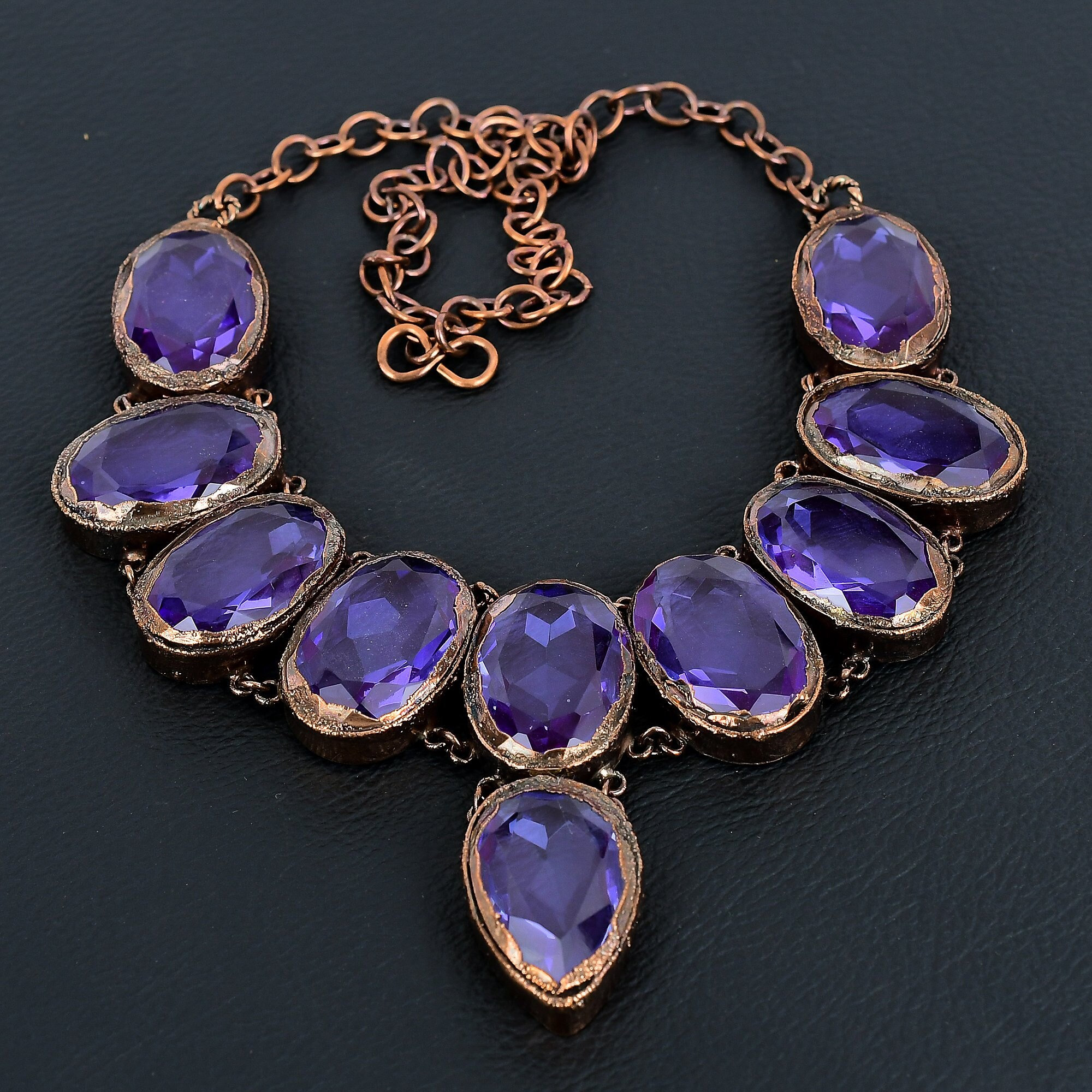 Iolite Necklace, Electroformed Copper Necklace, Gemstone Jewelry Adjustable Chain Necklace, Unique Gifts For Wedding, Anniversary & Birthday Iolite Necklace, Electroformed Copper Necklace, Gemstone Jewelry Adjustable Chain Necklace, Unique Gifts For Wedding, Anniversary & Birthday