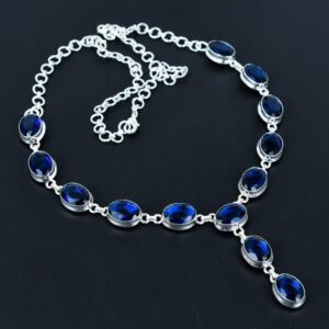 Faceted Iolite Necklace: Handmade 925 Sterling Silver, Adjustable
