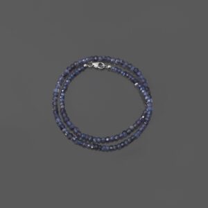 Iolite Gemstone Faceted Roundel Beads Necklace,4-4.5mm Iolite Rondelle Beaded Necklace, Handmade Iolite Semi Precious Beads Necklace Jewelry