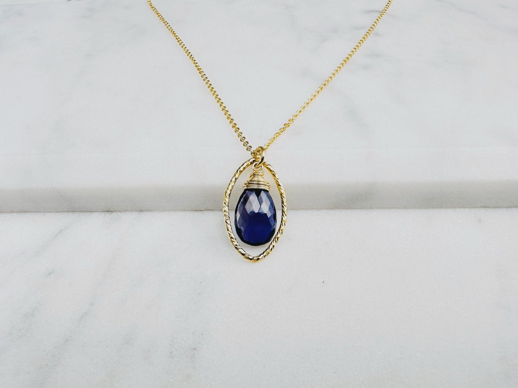Iolite Necklace, Gemstone Necklace / Handmade Jewelry / Necklaces For Women, Simple Gold Necklace, Layered Necklace, Dainty Necklace, Choker