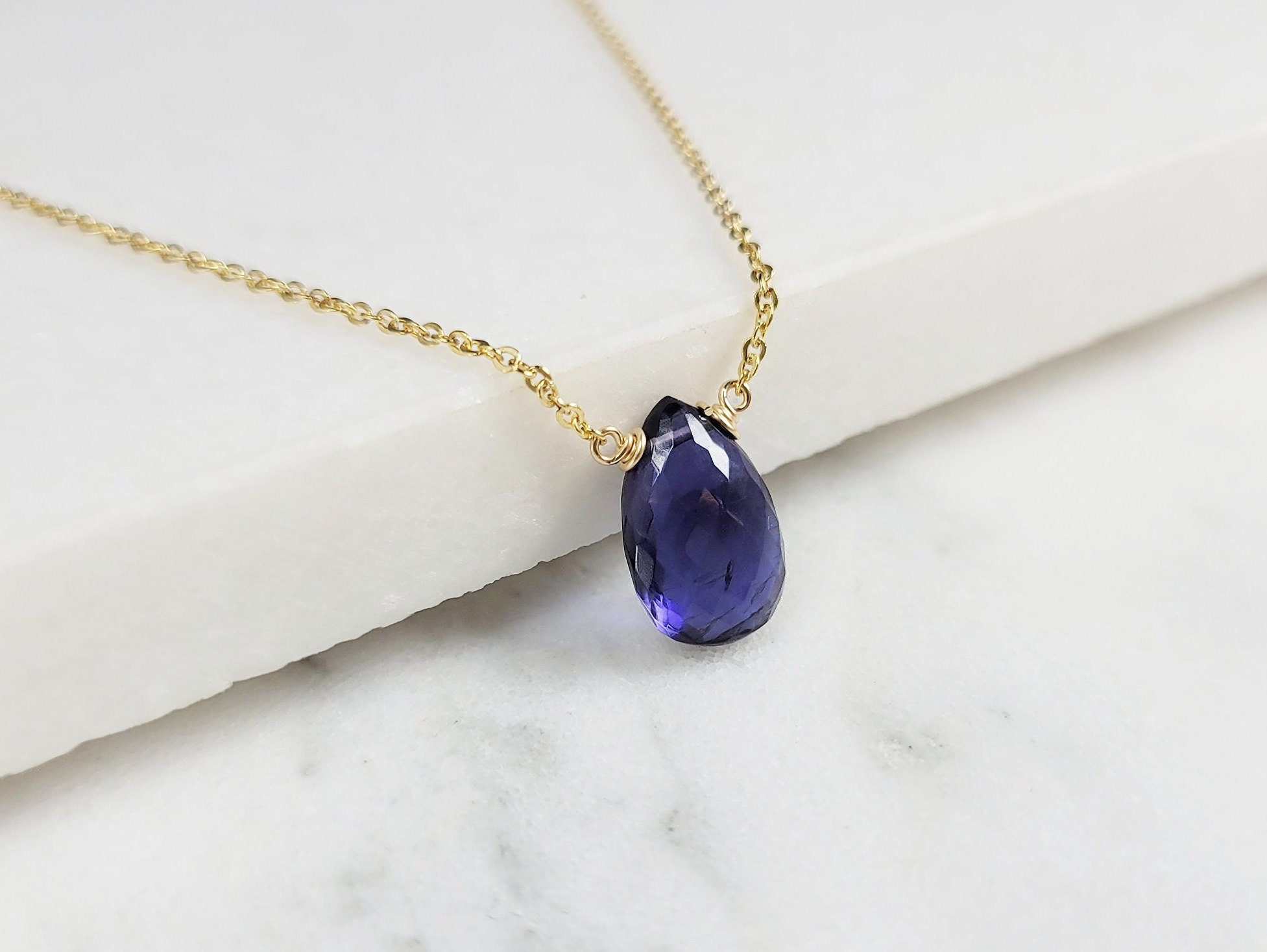 Iolite Necklace, Gemstone Necklace / Handmade Jewelry / Necklaces For Women, Simple Gold Necklace, Layered Necklace, Dainty Necklace, Choker