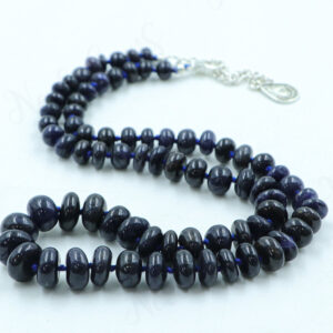 Hand Knotted Iolite Necklace, 18 Inch Deep Indigo Blue Quartz Choker, Water Sapphire Gemstone Jewelry, Silk Knotted Luxe Boho Gift For Her