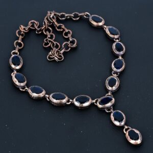 Handmade Electroformed Copper Iolite Necklace - Adjustable Chain