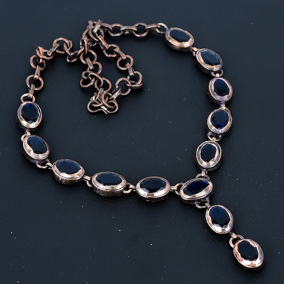 Handmade Electroformed Copper Iolite Necklace - Adjustable Chain Handmade Electroformed Copper Iolite Necklace - Adjustable Chain