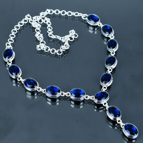 Handmade Faceted Iolite Necklace: 925 Sterling Silver Adjustable Chain Handmade Faceted Iolite Necklace: 925 Sterling Silver Adjustable Chain
