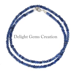 Handmade Iolite Gemstone Faceted Beaded Necklace, 3-4mm
