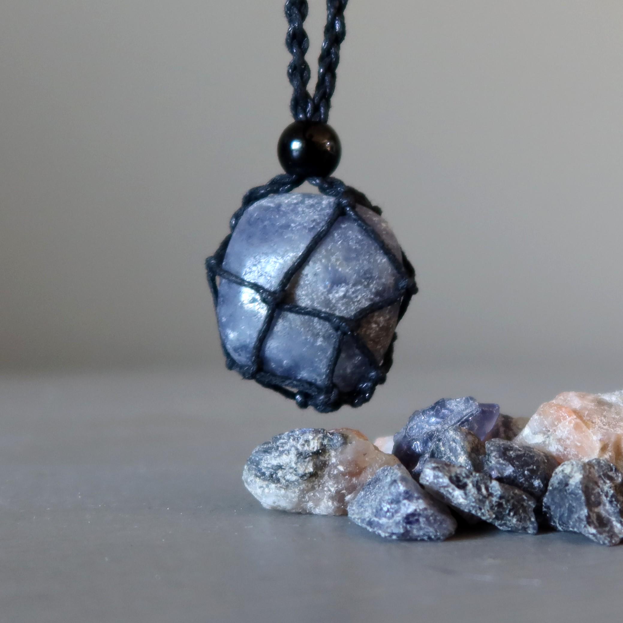 Iolite Necklace Macrame Money Stone