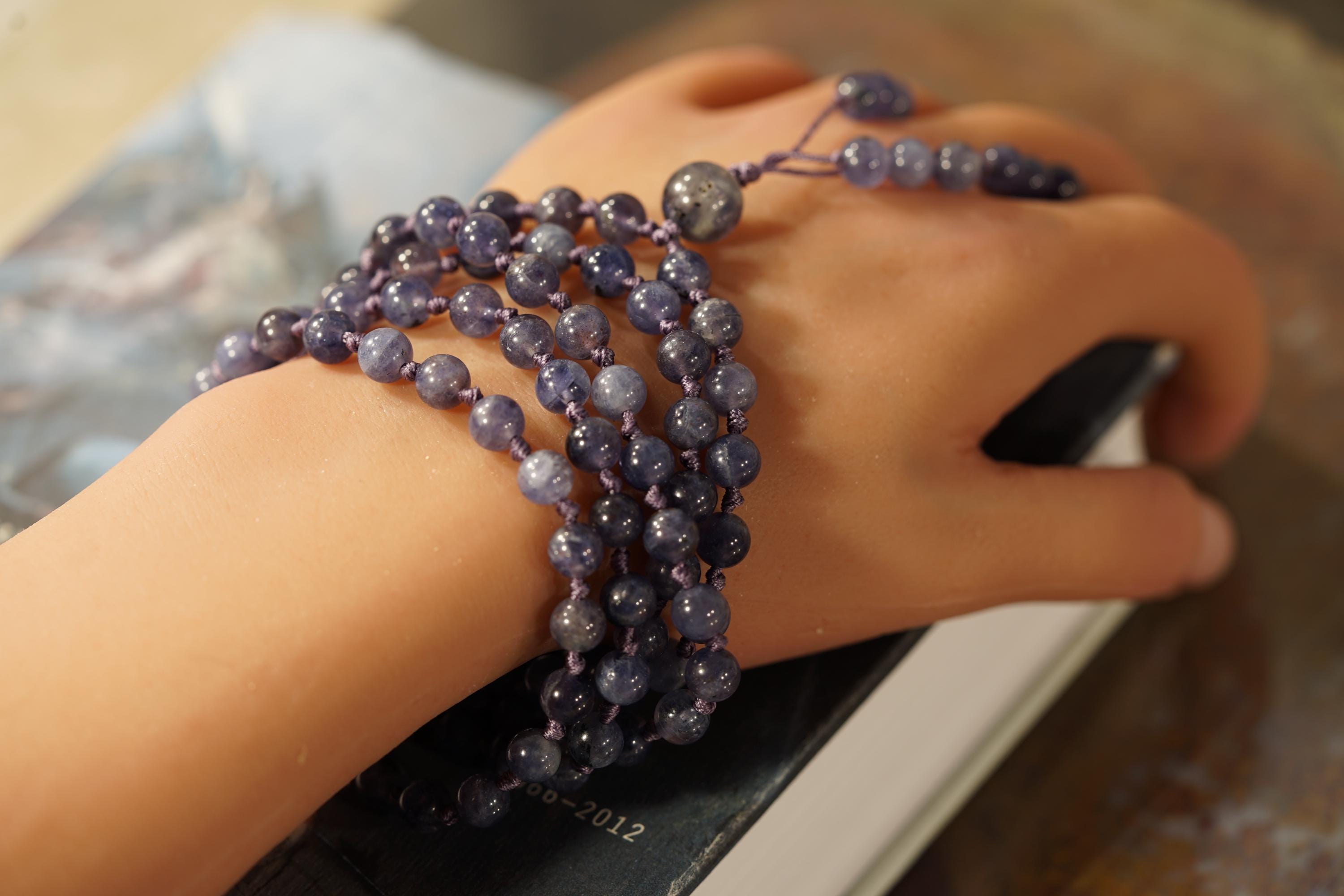 Iolite Mala Necklace • 108 Knotted Beads • The Viking's Compass • Vision Intuition • Transformation • Inner Guidance • Calming Mala • Ag4786 Iolite Mala Necklace • 108 Knotted Beads • The Viking's Compass • Vision Intuition • Transformation • Inner Guidance • Calming Mala • Ag4786