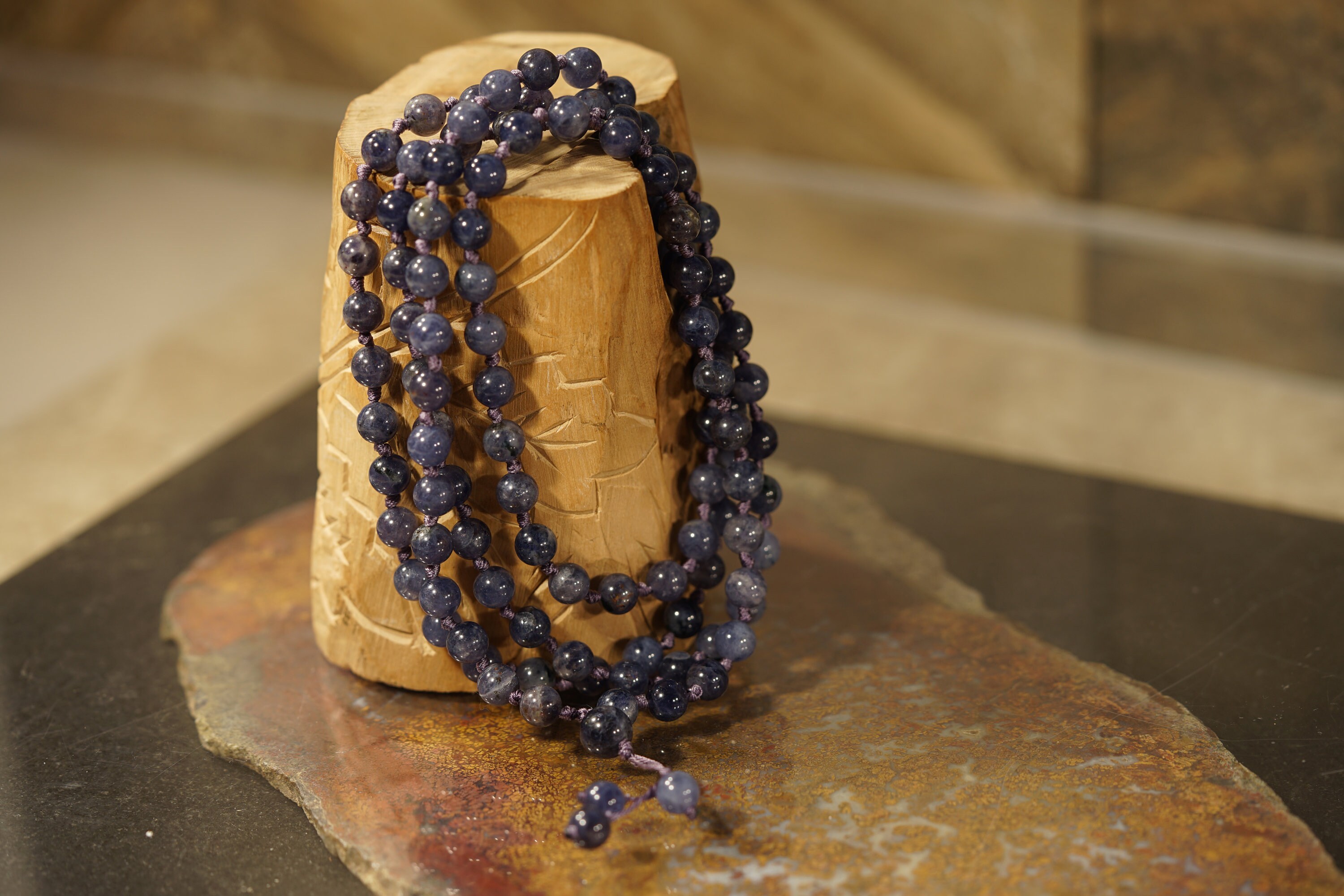 Iolite Mala Necklace • Iolite Mala For Creativity And Vision • 6mm • 8mm • 10mm • Intuition Necklace • Gemstone Mala • 108+1 • Ag4781 Iolite Mala Necklace • Iolite Mala For Creativity And Vision • 6mm • 8mm • 10mm • Intuition Necklace • Gemstone Mala • 108+1 • Ag4781