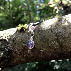 Minimalist Iolite Choker Necklace, Waxed Cotton Cord