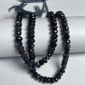 Natural Iolite Faceted Rondelle Shape Gemstone Beads, 6-7 mm Graduation Beads Strand 7.5 Inches Gemstone For Necklace Making, Wholesale Bead