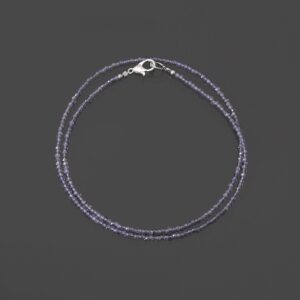 Natural iolite gemstone necklace- 2mm faceted round iolite beads-choker necklace-girl anklets-designer choker design-Christmas gifts