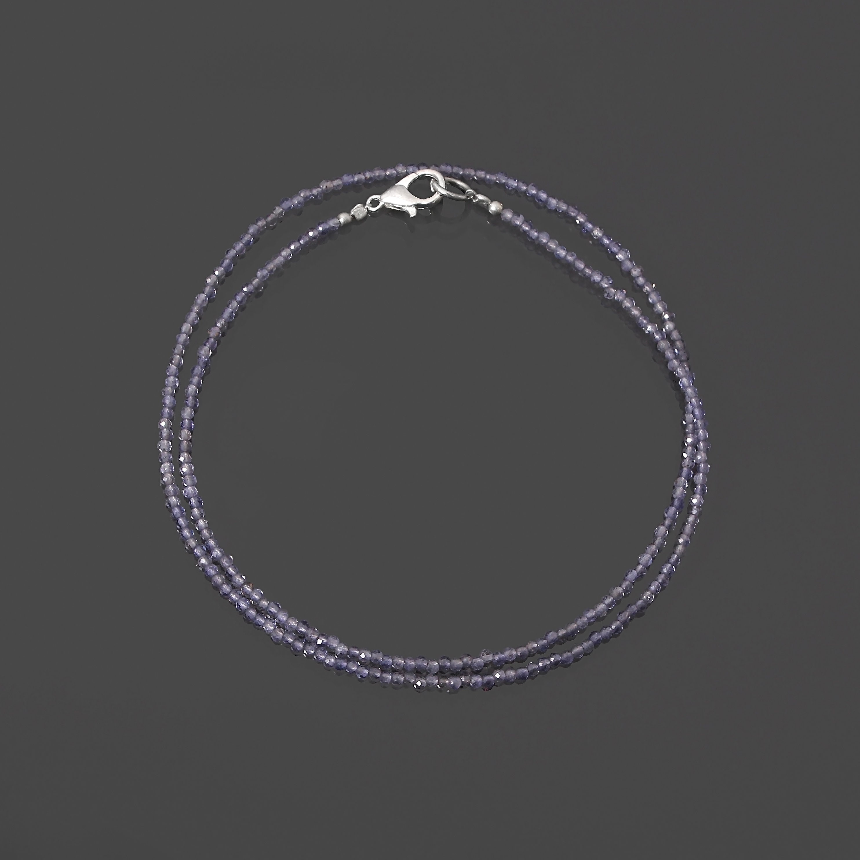 Natural Iolite Gemstone Necklace- 2mm Faceted Round Iolite Beads-choker Necklace-girl Anklets-designer Choker Design-christmas Gifts