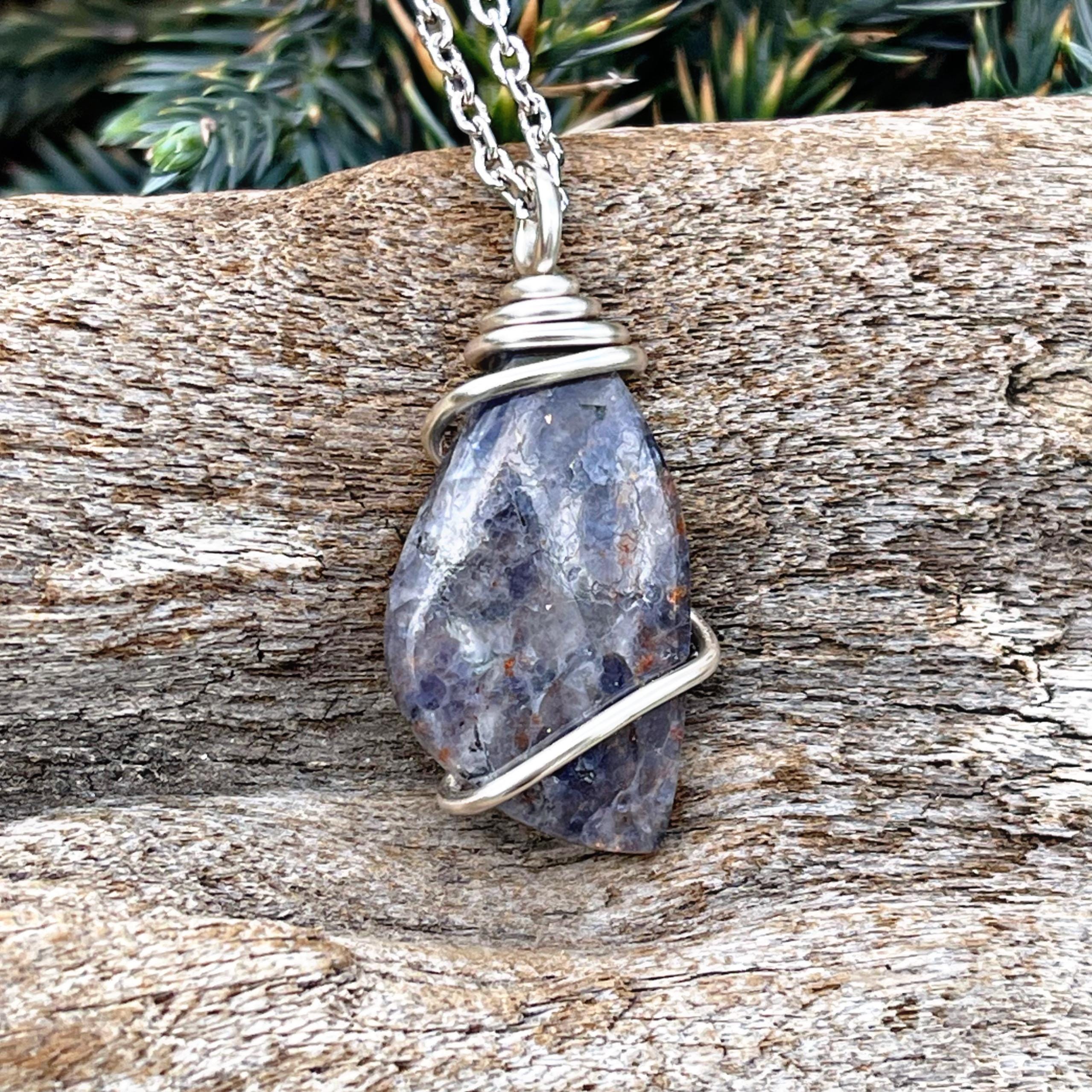 Iolite Necklace, Natural Stone Jewelry For Women
