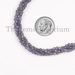Natural Twisted Iolite Faceted Rondelle Necklace, 925 Sterling Silver Magnetic Lock Necklace,beaded Necklace For Women,for Mother's Day Gift