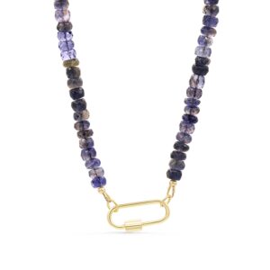 Ombre Iolite Necklace | Iolite Beaded Necklace | Iolite necklace for women [ENIM2010] | Gemstone Necklace for Women | Beaded iolite